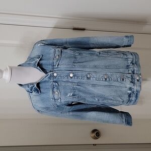 Madewell Size M Oversized Jean Jacket, Distressed, Medium Wash, Exc. Usede Cond.